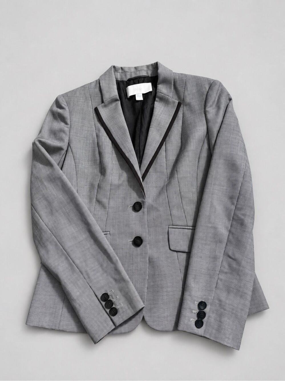 BOSS Double Breasted Blazer Micro Check Gray Black Womens Modern Classic Size 4